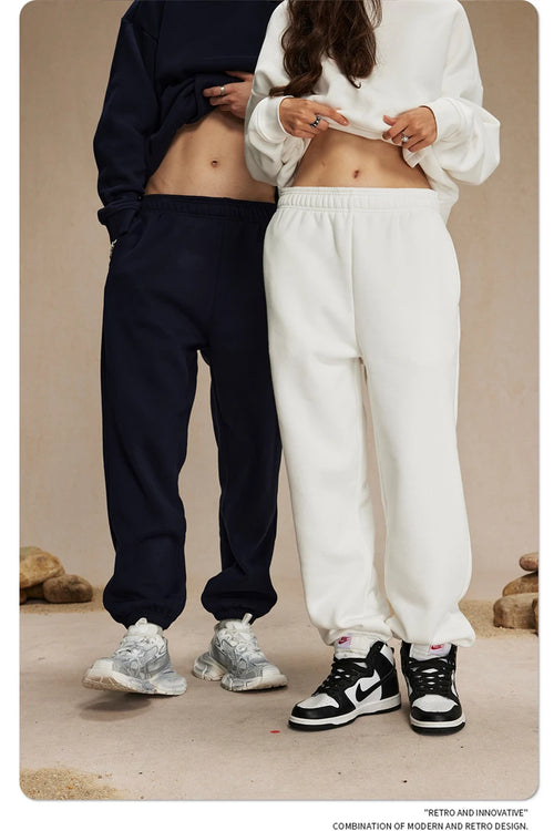 Obsidian Phoenix Unisex Luxury Solid Fleece Sweatpants - 400gsm Basic Loose-Fit Warm Joggers