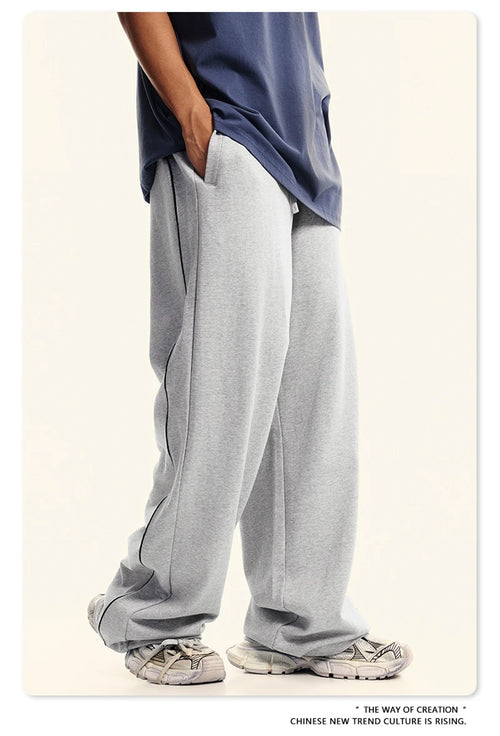 Obsidian Phoenix Unisex Luxury 100% Cotton Pants - 380gsm Oversized Straight-Leg Loose Trousers