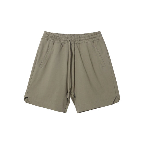 Obsidian Phoenix Unisex Luxury Solid Cotton Shorts - 305gsm Retro High Street Loose-Fit Drawstring Casual Shorts
