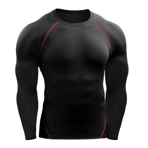 Obsidian Phoenix Men's Luxury Compression Long Sleeve T-Shirt - Elastic Gym and Fitness Training Athletic Running Top