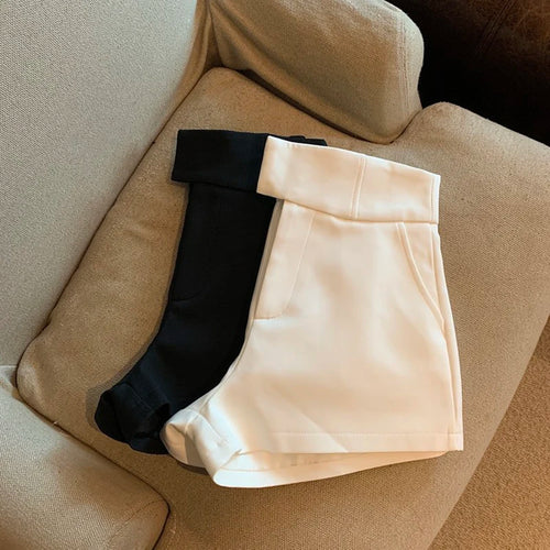 Celestial Comfort High-Waisted A-Line Shorts - Black Slim Fit, Harajuku-Inspired Hot Girl Casual Wear - Celestial Comfort Clothing
