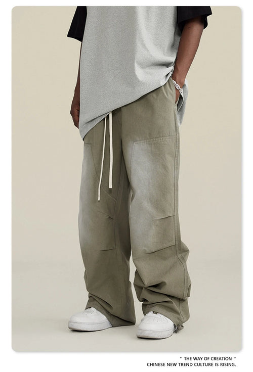 Obsidian Phoenix Unisex Luxury Monkey Washed Cotton Jogger Pants - 270gsm Loose-Fit High Street Cargo Trousers