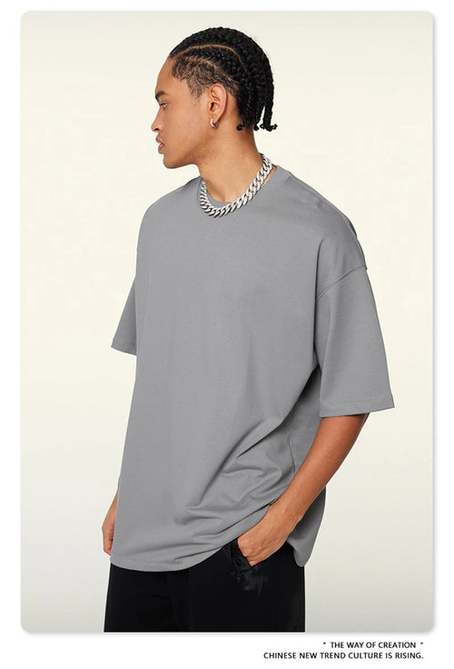 Obsidian Phoenix Unisex Luxury Heavyweight T-Shirt - 345gsm Solid Loose-Fit 100% Cotton Basic Tee