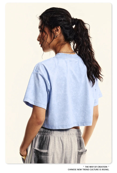 Obsidian Phoenix Luxury Women's Washed Crop T-Shirt