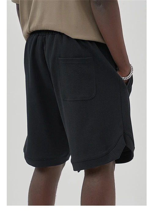 Obsidian Phoenix Unisex Luxury Solid Cotton Shorts - High Street Side-Slit Knee-Length Shorts