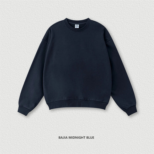 Obsidian Phoenix Unisex Luxury Solid Sweatshirt - 360gsm Loose-Fit O-Neck Pullover