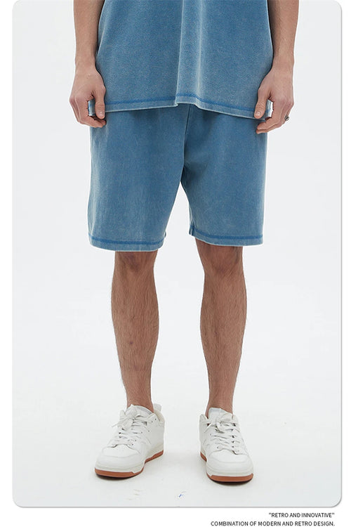 Obsidian Phoenix Unisex Luxury Batik Washed Shorts - 400gsm High Street Knee-Length Cotton Shorts
