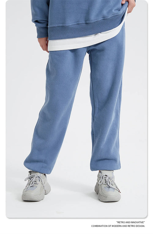 Obsidian Phoenix Unisex Luxury Fleece Sweatpants - 360gsm Loose-Fit Knitted Solid Tracksuit Pants