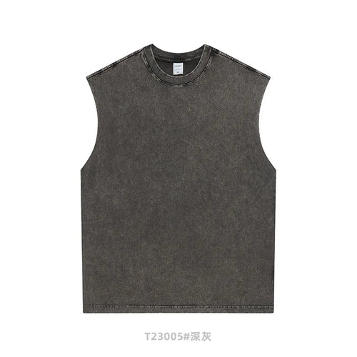 Obsidian Phoenix Unisex Luxury Batik Washed Tank Top - 250gsm Retro Loose-Fit Sleeveless Sport Tee