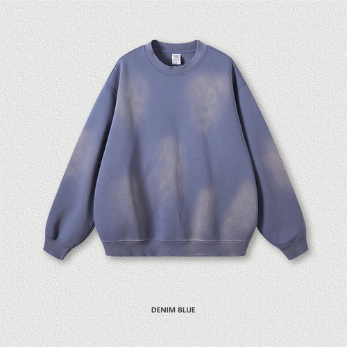 Obsidian Phoenix Unisex Luxury Gradient Fleece Sweatshirt - 375gsm Monkey Washed O-Neck Loose-Fit Pullover