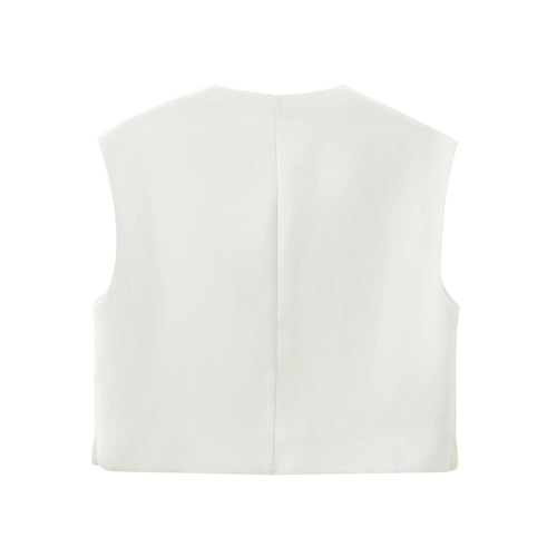 Celestial Comfort Sleeveless Vest-Style Shirt - Round Neck, Single-Breasted, Chic Summer Office Top for Women - Celestial Comfort Clothing