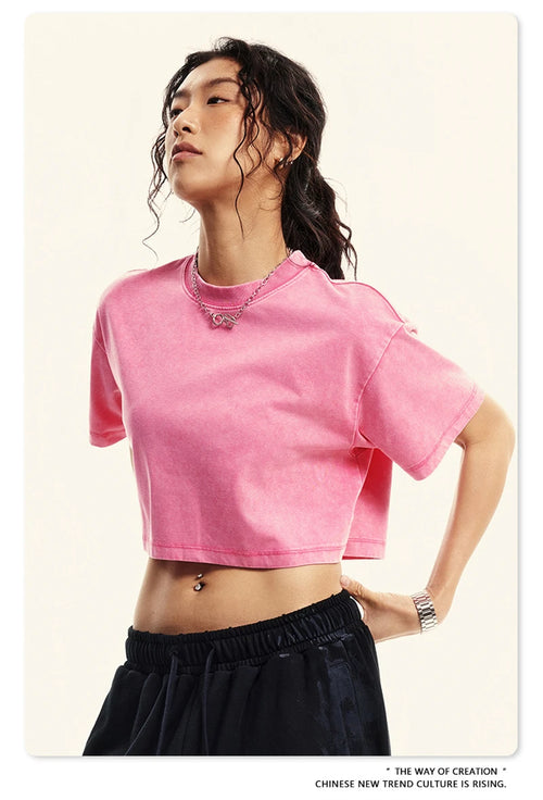 Obsidian Phoenix Luxury Women's Washed Crop T-Shirt
