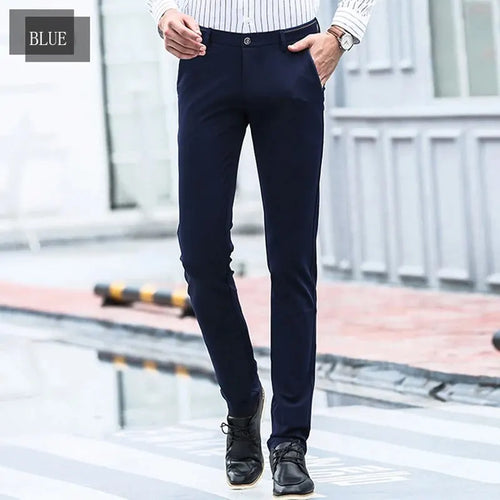 Obsidian Phoenix Men's Elastic Straight Pants - Business Casual Formal Trousers
