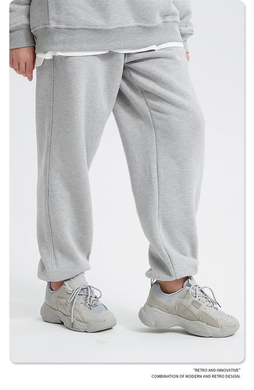 Obsidian Phoenix Unisex Luxury Fleece Sweatpants - 360gsm Loose-Fit Knitted Solid Tracksuit Pants