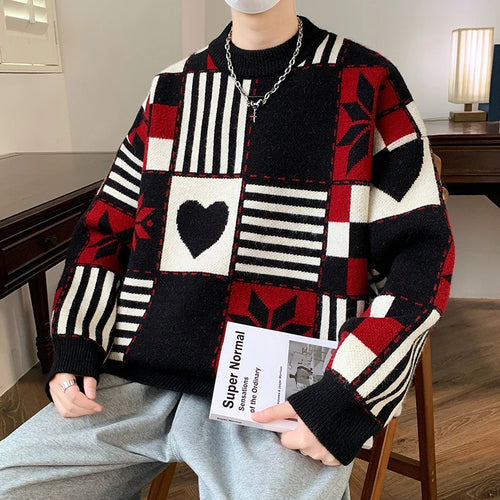 Obsidian Phoenix Luxury Cashmere Sweater - High-End Hip Hop Printed Men’s Christmas Jumper Pullover