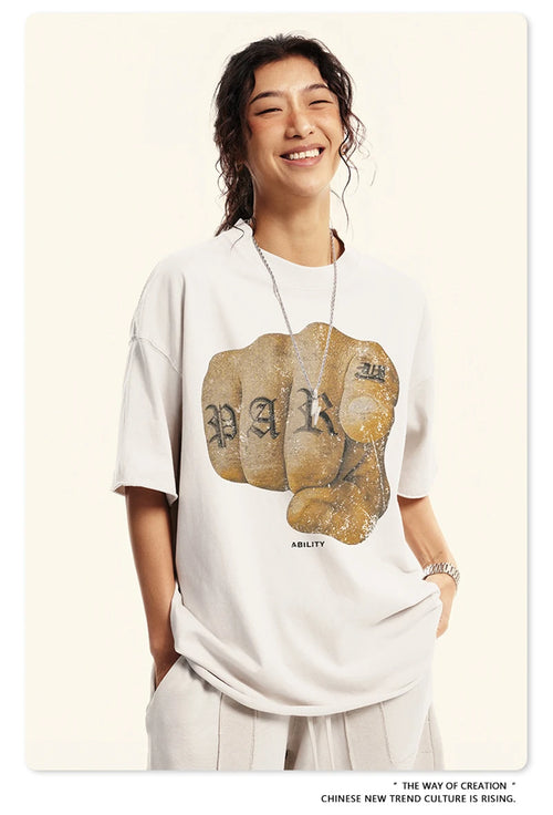 Obsidian Phoenix Unisex Luxury Hip Hop T-Shirt - 310gsm Washed Cotton Retro Print Tee