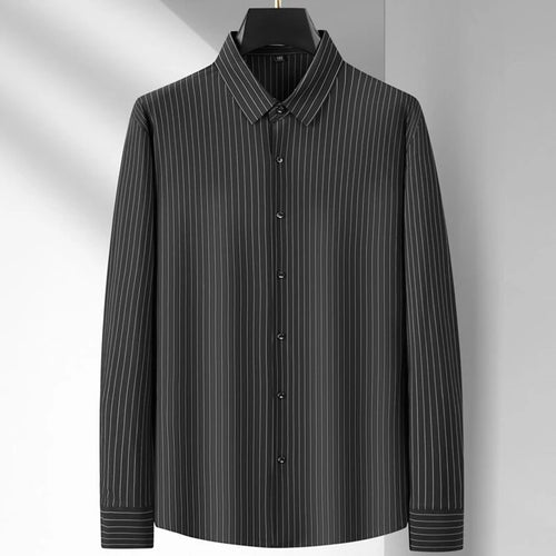 Obsidian Phoenix Luxury Striped Oversized Business Shirt - High-End Loose-Fit Long Sleeve Men’s Dress Shirt in Sizes Up to 10XL