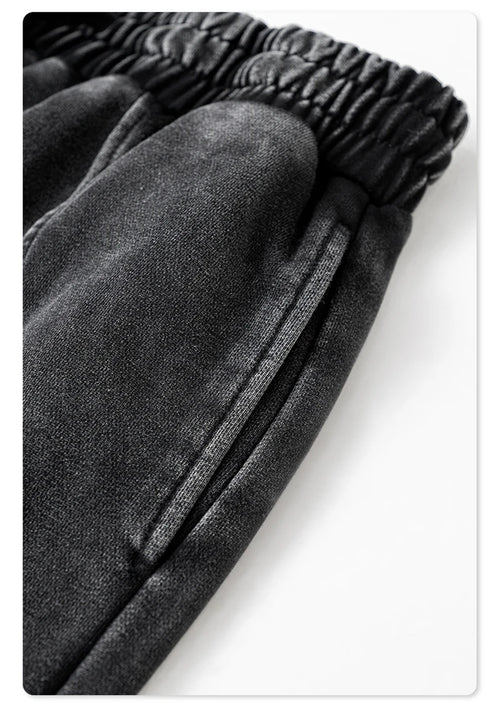 Obsidian Phoenix Unisex Luxury Patchwork Pants - 370gsm Washed High Street Oversized Double-Knee Straight Trousers