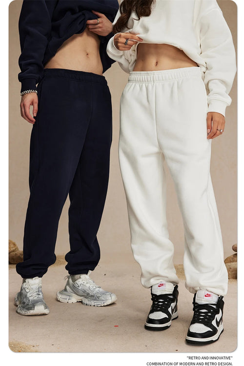 Obsidian Phoenix Unisex Luxury Solid Fleece Sweatpants - 400gsm Basic Loose-Fit Warm Joggers