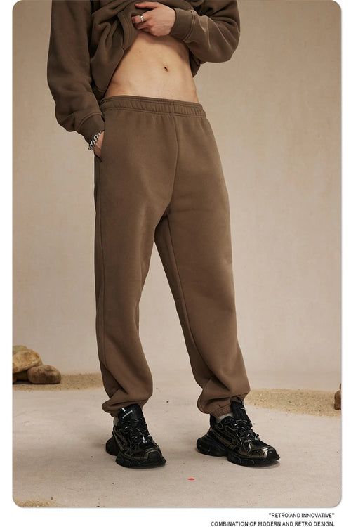 Obsidian Phoenix Unisex Luxury Solid Fleece Sweatpants - 400gsm Basic Loose-Fit Warm Joggers