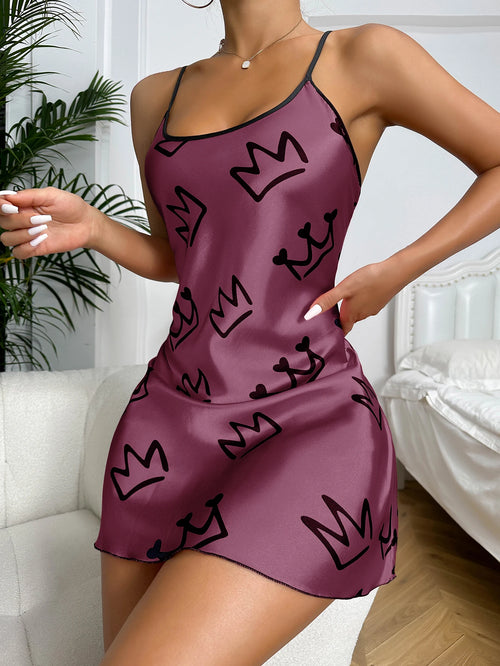Obsidian Phoenix Women's Luxury Heart Print Nightdress