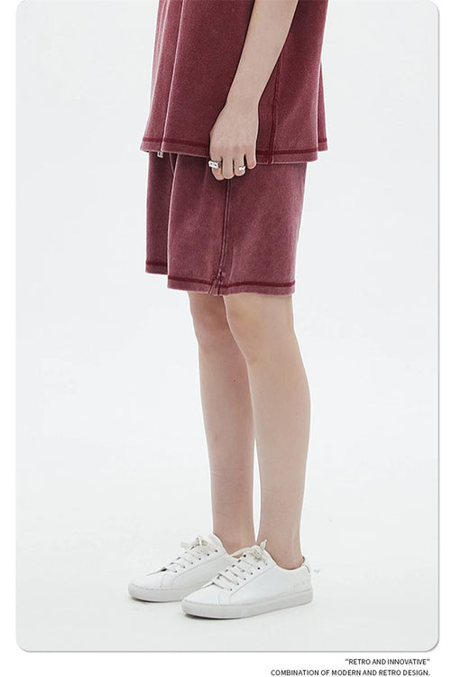 Obsidian Phoenix Unisex Luxury Batik Washed Shorts - 400gsm High Street Knee-Length Cotton Shorts