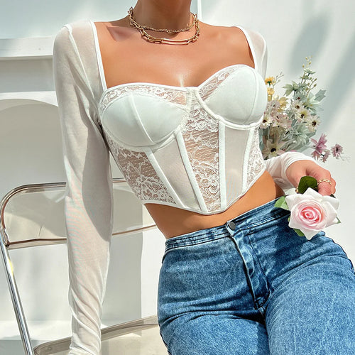 Obsidian Phoenix Women's Luxury V-Neck Mesh Crop Top