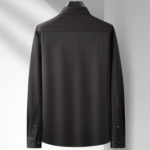 Obsidian Phoenix Luxury Striped Business Shirt - High-End Loose-Fit Men’s Casual Dress Shirt in Sizes Up to 8XL