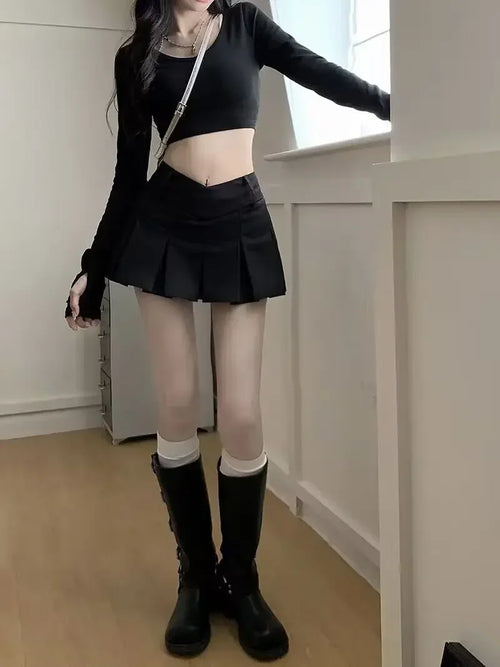 Celestial Comfort V-Waist Pleated Mini Skirt - Celestial Comfort Clothing