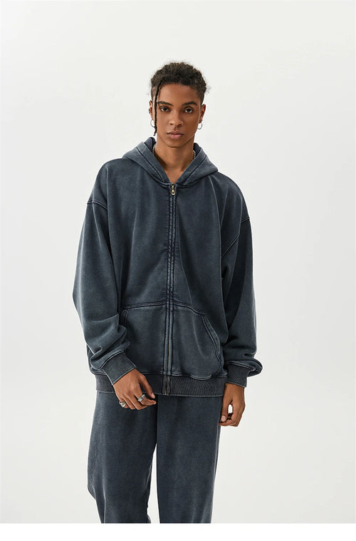 Obsidian Phoenix LuxuryWashed Fleec Hoodie - Oversized Sleeve 355gsm Winter Pullover
