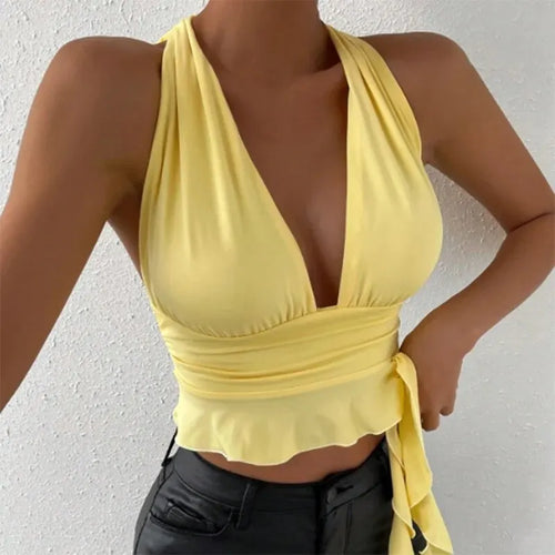 Obsidian Phoenix Women's Luxury Deep V-Neck Pleated Top