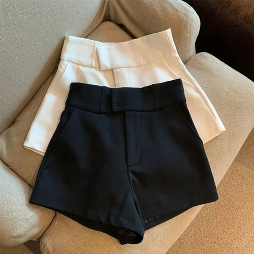 Celestial Comfort High-Waisted A-Line Shorts - Black Slim Fit, Harajuku-Inspired Hot Girl Casual Wear - Celestial Comfort Clothing