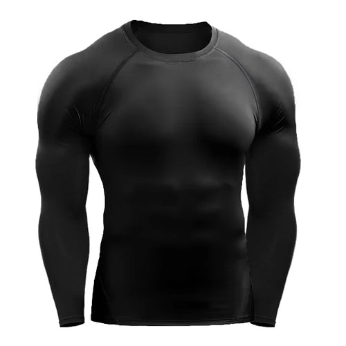 Obsidian Phoenix Men's Luxury Compression Long Sleeve T-Shirt - Elastic Gym and Fitness Training Athletic Running Top