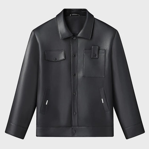 Obsidian Phoenix Luxury Business Casual Leather Jacket - High-End Loose-Fit Men’s Leather Coat in Sizes Up to 8XL