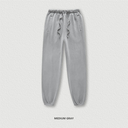 Obsidian Phoenix Luxury 355gsm Washed Fleece Sweatpants - Unisex Retro Loose-Fit Warm Joggers
