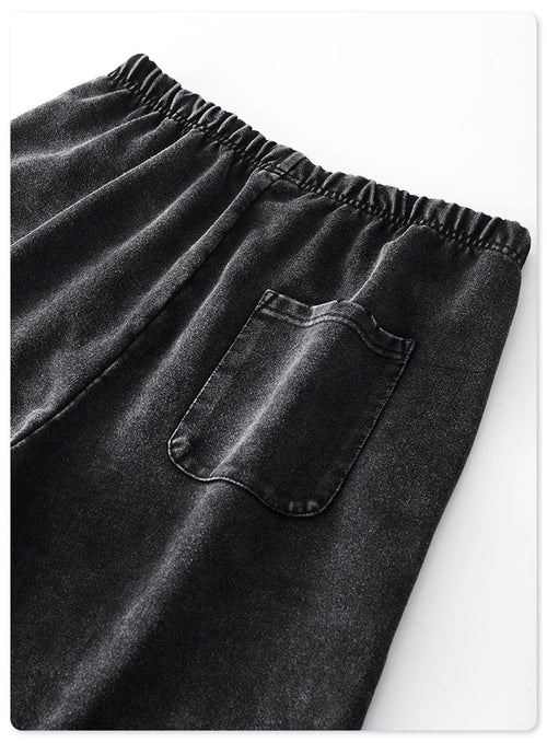 Obsidian Phoenix Unisex Luxury Washed Sweatpants - 420gsm Vintage Heavyweight Loose-Fit Drawstring Joggers