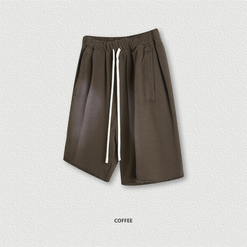 Obsidian Phoenix Unisex Luxury Solid Cotton Shorts - High Street Side-Slit Knee-Length Pants