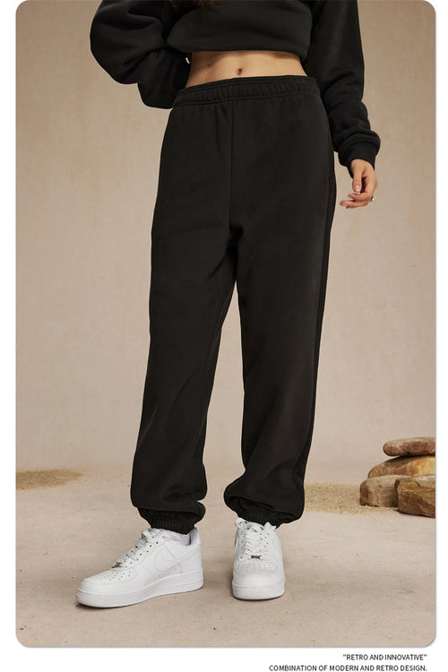 Obsidian Phoenix Unisex Luxury Solid Fleece Sweatpants - 400gsm Basic Loose-Fit Warm Joggers
