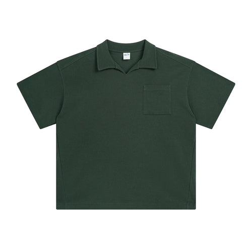 Obsidian Phoenix Unisex Luxury Heavyweight Waffle T-Shirt - 330gsm Oversized Turn-Down Collar Tee with Pocket
