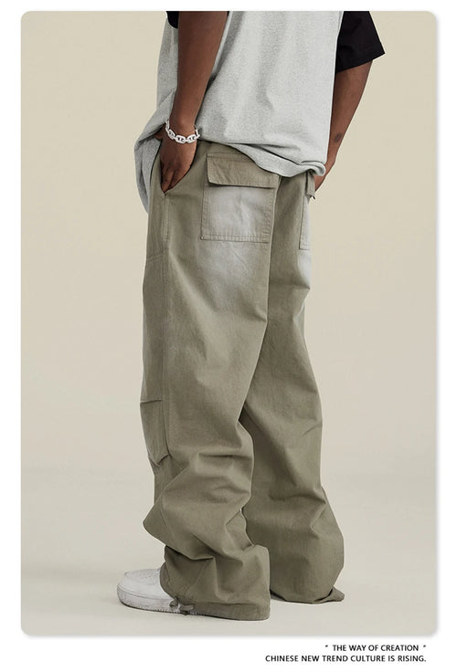 Obsidian Phoenix Unisex Luxury Monkey Washed Cotton Jogger Pants - 270gsm Loose-Fit High Street Cargo Trousers