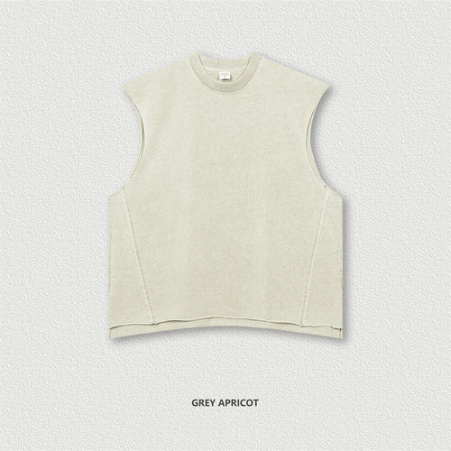 Obsidian Phoenix Unisex Luxury Washed Cotton Tank Top - 270gsm Vintage Relaxed-Fit Slit Sleeveless Vest