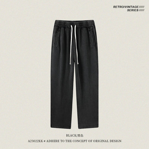 Obsidian Phoenix Unisex Luxury Batik Washed Pants - 420gsm Retro Loose-Fit Straight 100% Cotton Trousers