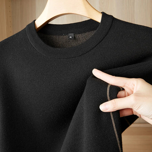 Obsidian Phoenix Luxury Wool Pullover - High-End Soft Warm Short Sleeve Men’s Sweater for Business Casual Wear in Sizes Up to 8XL
