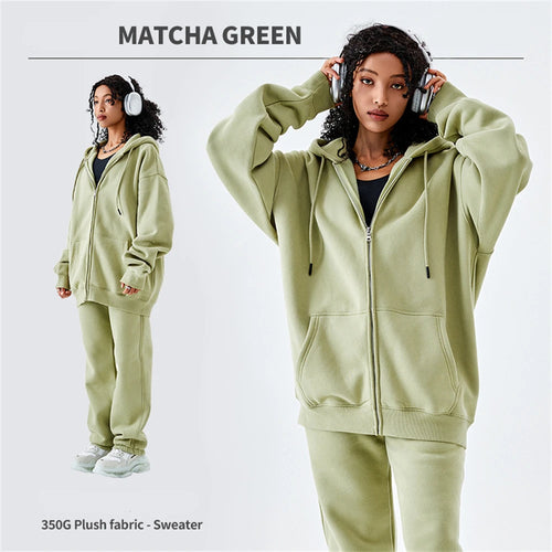 Obsidian Phoenix Luxury 350gsm Fleece Sweatpants and Zipper Hoodie Set