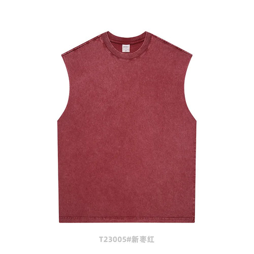 Obsidian Phoenix Unisex Luxury Batik Washed Tank Top - 250gsm Retro Loose-Fit Sleeveless Sport Tee