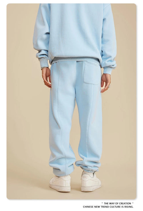 Obsidian Phoenix Luxury 355gsm Washed Fleece Sweatpants - Unisex Retro Loose-Fit Warm Joggers