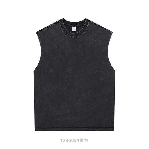 Obsidian Phoenix Unisex Luxury Batik Washed Tank Top - 250gsm Retro Loose-Fit Sleeveless Sport Tee