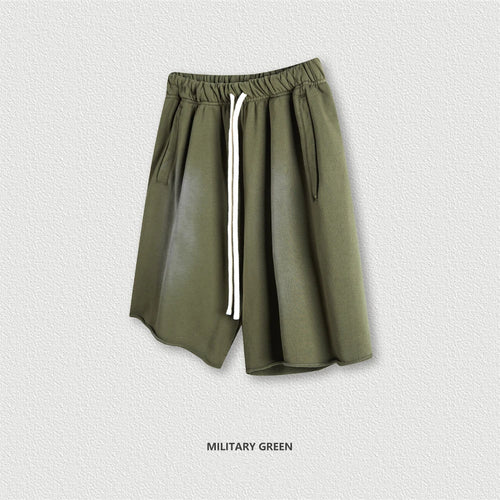 Obsidian Phoenix Unisex Luxury Solid Cotton Shorts - High Street Side-Slit Knee-Length Pants