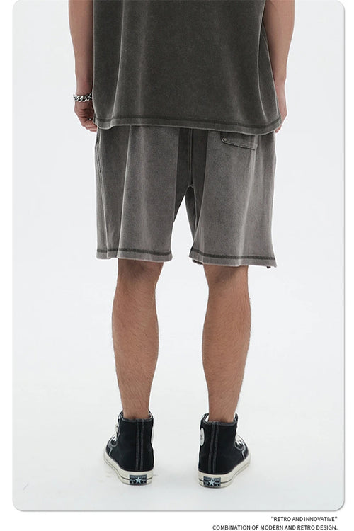 Obsidian Phoenix Unisex Luxury Batik Washed Shorts - 400gsm High Street Knee-Length Cotton Shorts