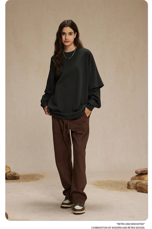 Obsidian Phoenix Unisex Luxury 2-Piece T-Shirt - 305gsm 100% Cotton Solid Full-Sleeve O-Neck Tee